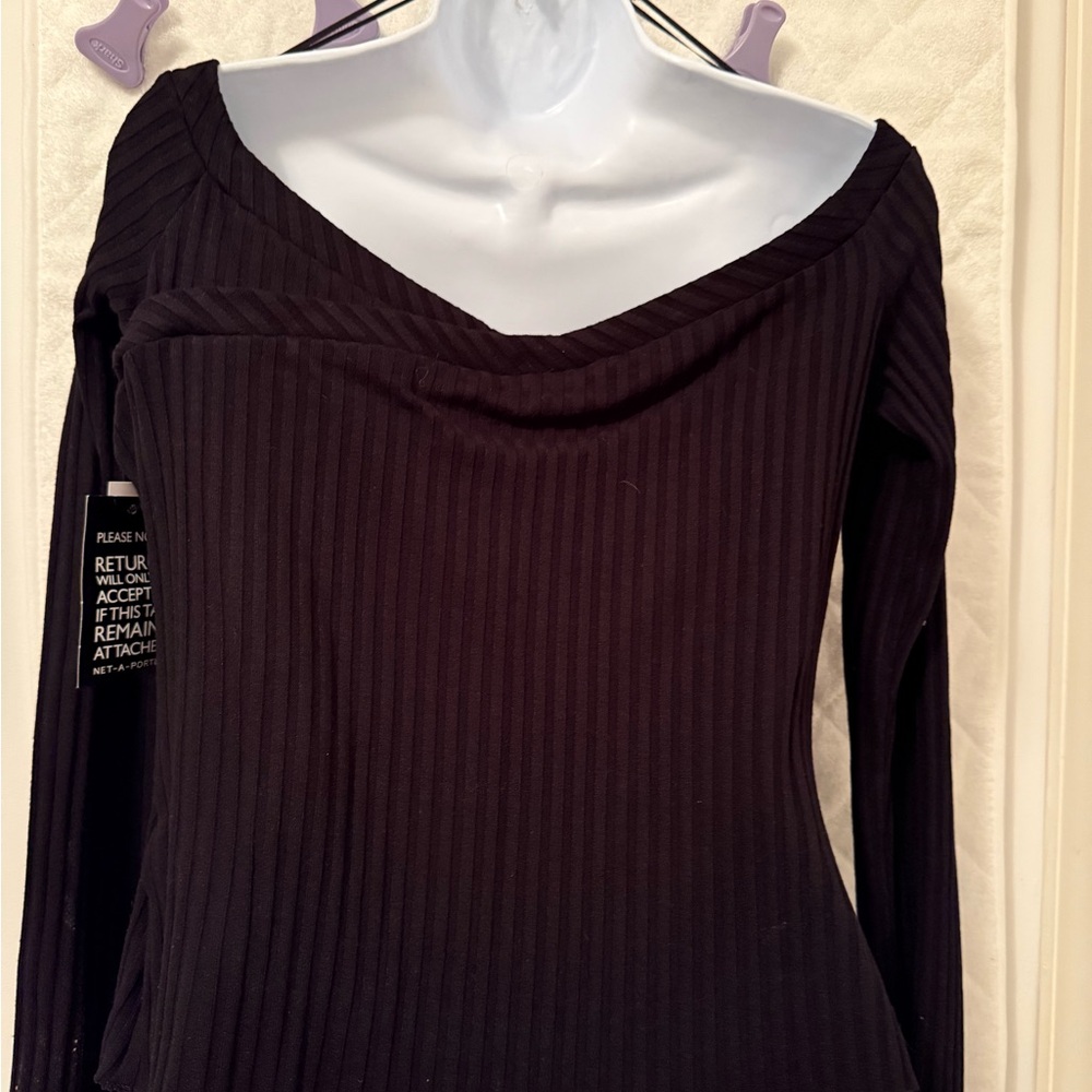 Elegant Off-the-Shoulder Black Sweater